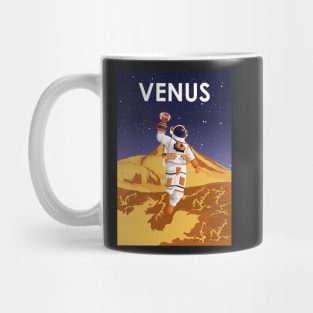 Venus Astronaut Vintage Football Astronaut Travel Poster Mug